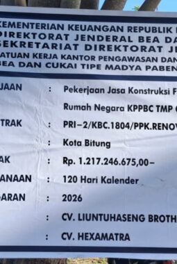 Patut Dipertanyakan, Proyek Renovasi Rumah Negara KPPBC Bitung Diduga Sengaja Tutupi Sumber Anggaran